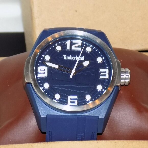 New Timberland Radler Navy Blue Watch 13328J Embossed Face & Band.  Working. - Picture 3 of 9
